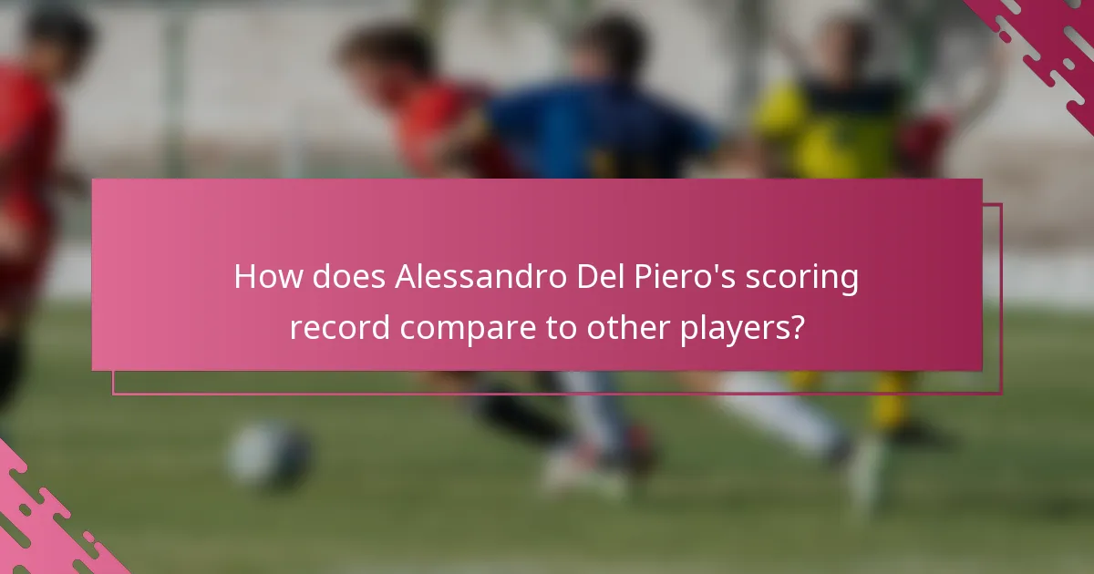 How does Alessandro Del Piero's scoring record compare to other players?