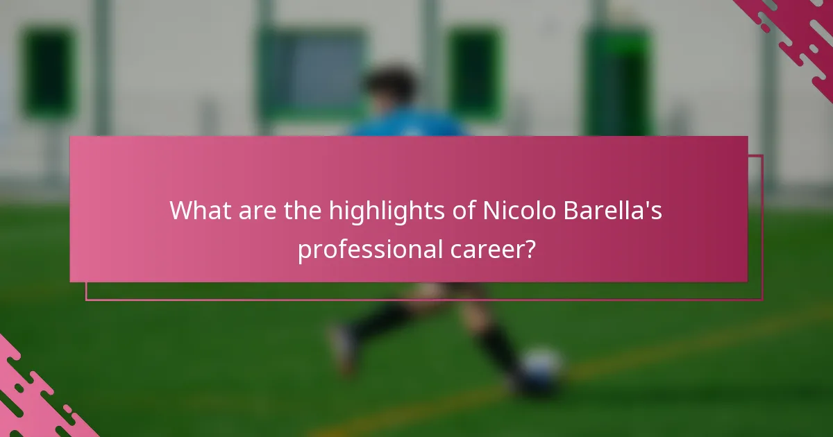 What are the highlights of Nicolo Barella's professional career?
