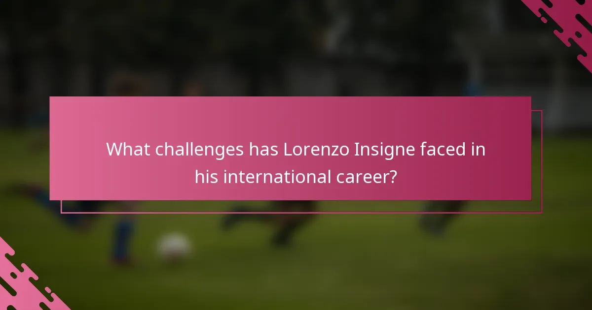 What challenges has Lorenzo Insigne faced in his international career?